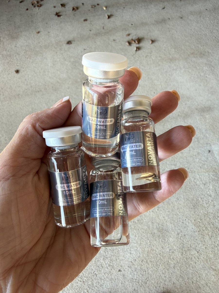 Handful of Novanta Research bacteriostatic water vials